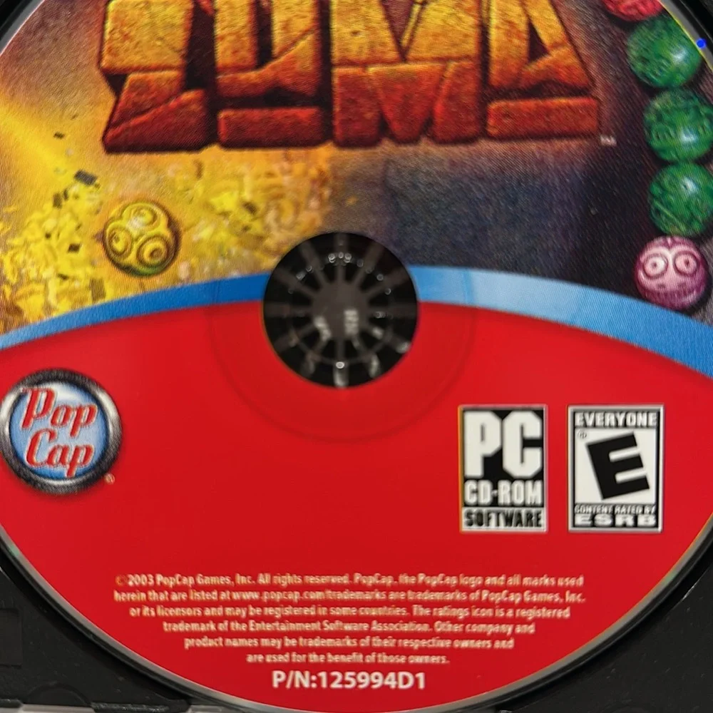 Used ZUMA PC CD-ROM Software Game- Rated E.